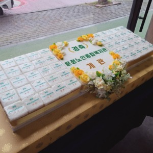 문정노인복지관 개관 기념떡케이크  120*40cm